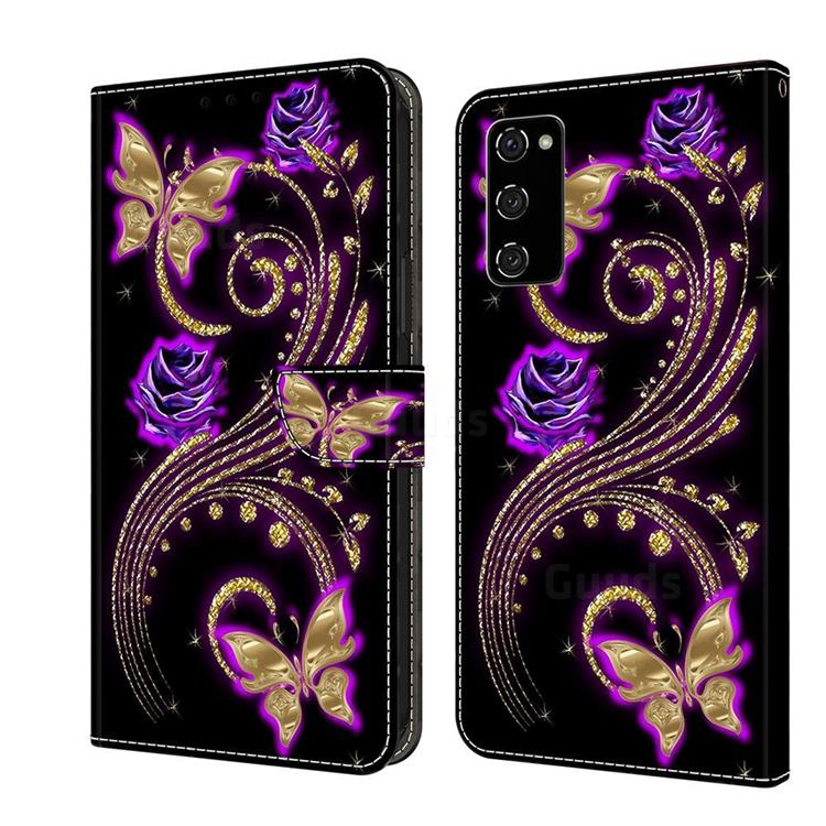 Purple Flower Butterfly Crystal PU Leather Protective Wallet Case Cover for Samsung Galaxy S10e (5.8 inch)