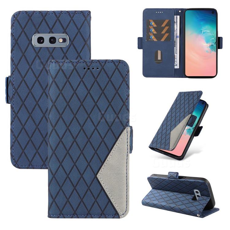 Grid Pattern Splicing Protective Wallet Case Cover for Samsung Galaxy S10e (5.8 inch) - Blue