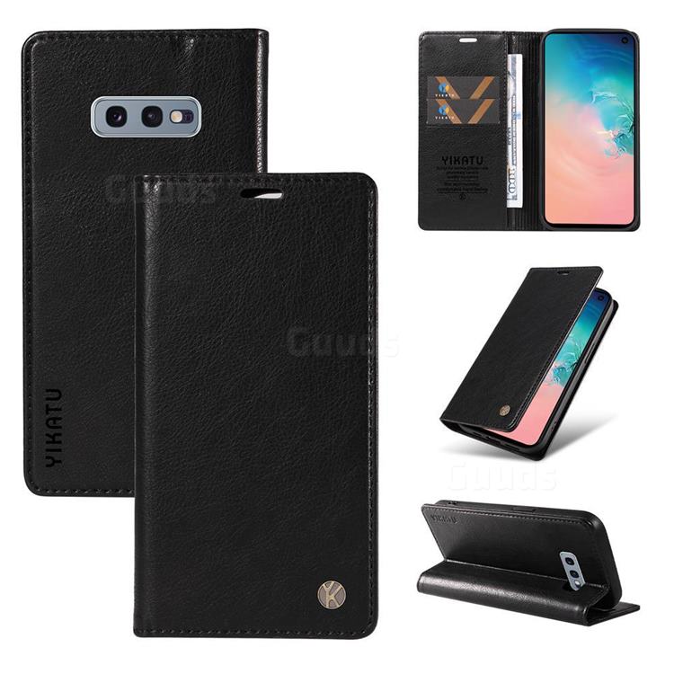 YIKATU Litchi Card Magnetic Automatic Suction Leather Flip Cover for Samsung Galaxy S10e (5.8 inch) - Black