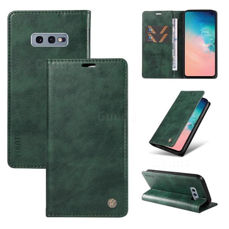YIKATU Litchi Card Magnetic Automatic Suction Leather Flip Cover for Samsung Galaxy S10e (5.8 inch) - Green