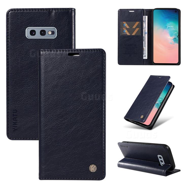 YIKATU Litchi Card Magnetic Automatic Suction Leather Flip Cover for Samsung Galaxy S10e (5.8 inch) - Navy Blue