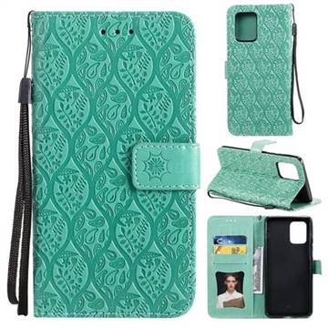 Intricate Embossing Rattan Flower Leather Wallet Case for Samsung Galaxy S10 Lite(6.7 inch) - Green