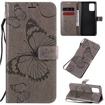 Embossing 3D Butterfly Leather Wallet Case for Samsung Galaxy S10 Lite(6.7 inch) - Gray