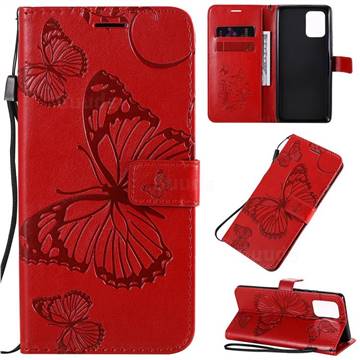 Embossing 3D Butterfly Leather Wallet Case for Samsung Galaxy S10 Lite(6.7 inch) - Red
