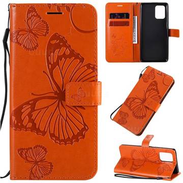Embossing 3D Butterfly Leather Wallet Case for Samsung Galaxy S10 Lite(6.7 inch) - Orange