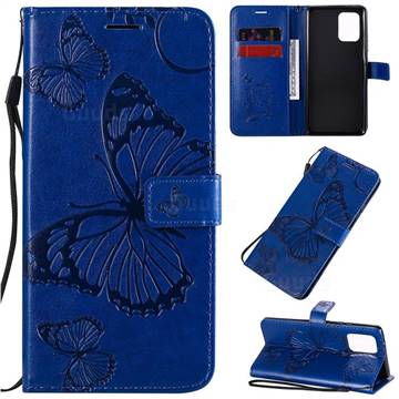 Embossing 3D Butterfly Leather Wallet Case for Samsung Galaxy S10 Lite(6.7 inch) - Blue