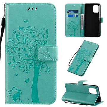 Embossing Butterfly Tree Leather Wallet Case for Samsung Galaxy S10 Lite(6.7 inch) - Cyan