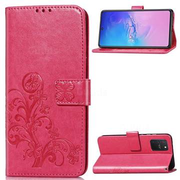 Embossing Imprint Four-Leaf Clover Leather Wallet Case for Samsung Galaxy S10 Lite(6.7 inch) - Rose