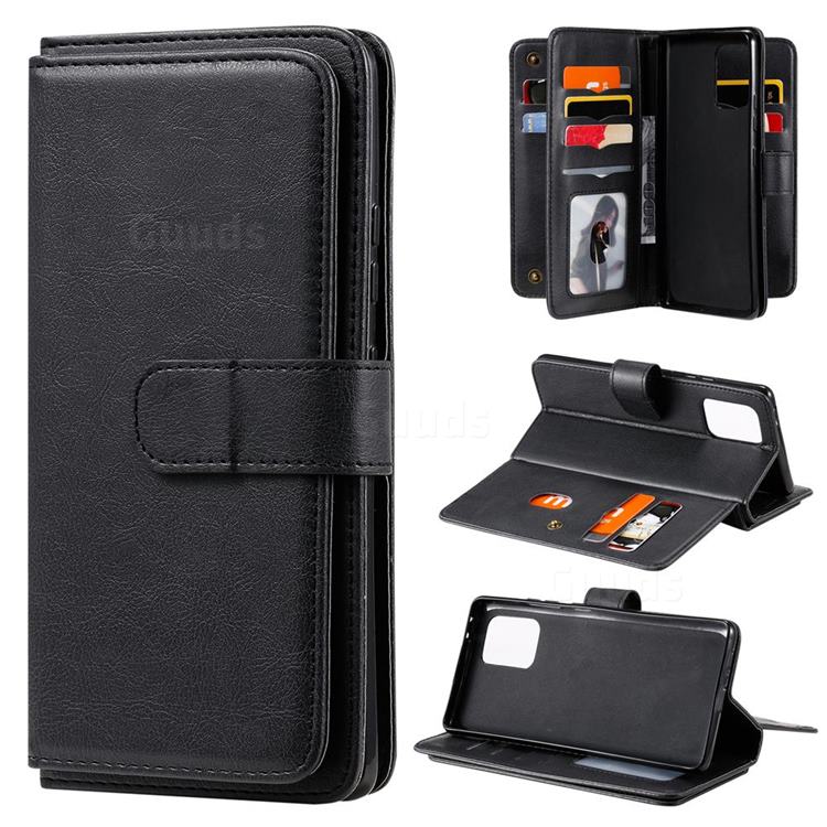 Multi-function Ten Card Slots and Photo Frame PU Leather Wallet Phone Case Cover for Samsung Galaxy S10 Lite(6.7 inch) - Black