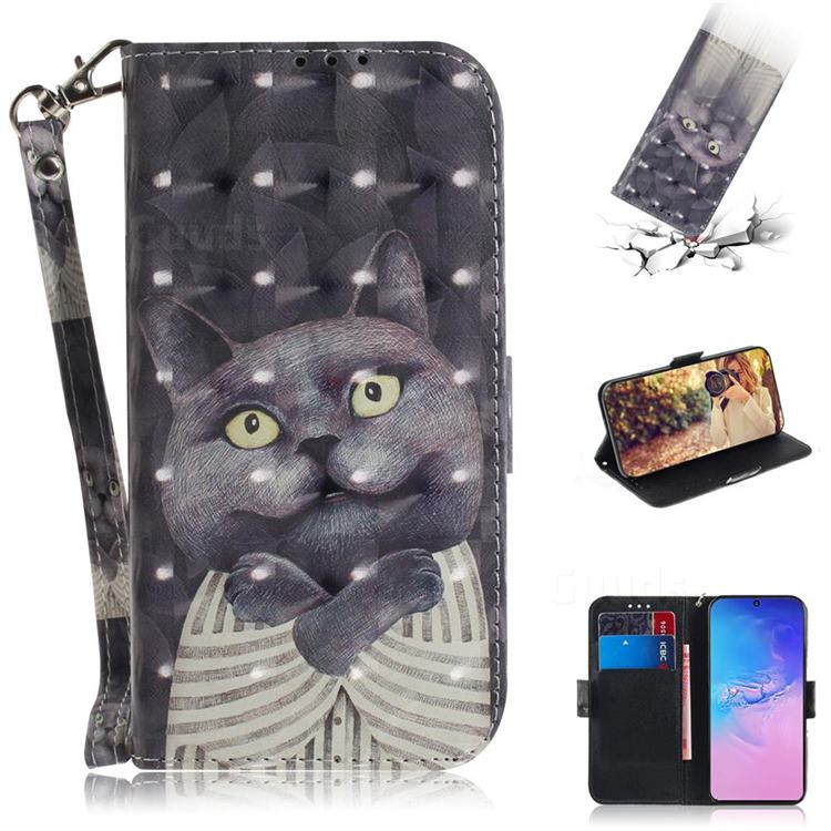 Cat Embrace 3D Painted Leather Wallet Phone Case for Samsung Galaxy S10 Lite(6.7 inch)