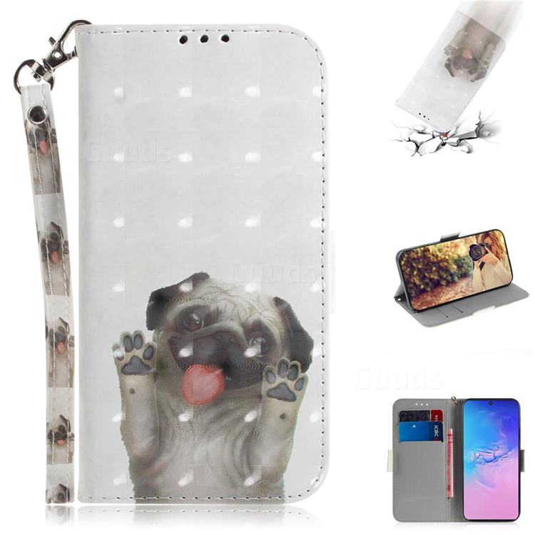 Pug Dog 3D Painted Leather Wallet Phone Case for Samsung Galaxy S10 Lite(6.7 inch)