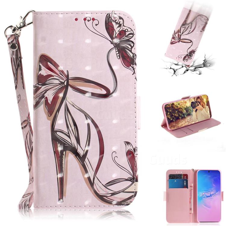 Butterfly High Heels 3D Painted Leather Wallet Phone Case for Samsung Galaxy S10 Lite(6.7 inch)