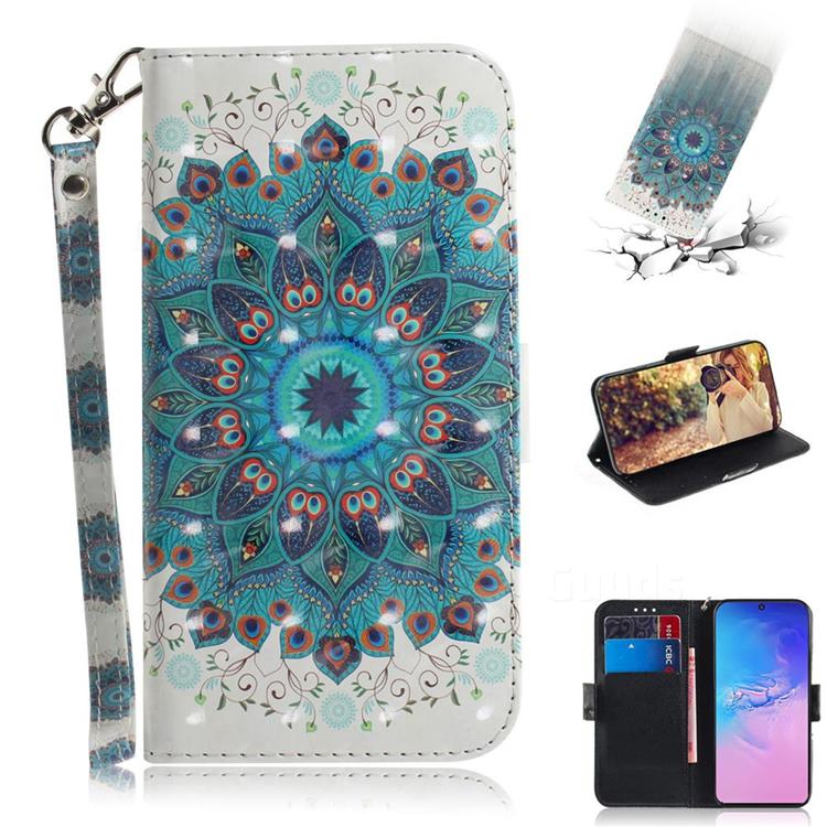 Peacock Mandala 3D Painted Leather Wallet Phone Case for Samsung Galaxy S10 Lite(6.7 inch)