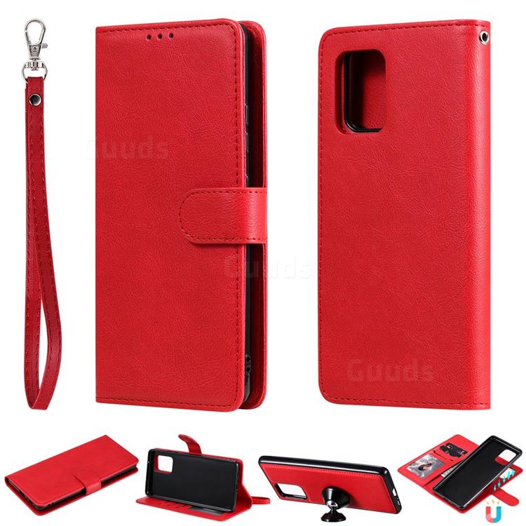 Retro Greek Detachable Magnetic PU Leather Wallet Phone Case for Samsung Galaxy S10 Lite(6.7 inch) - Red