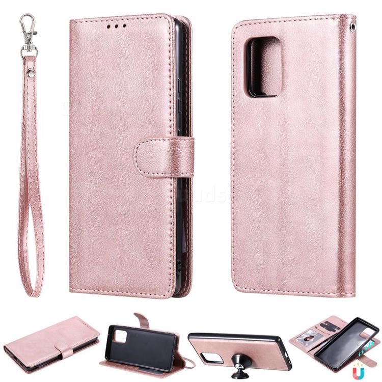 Retro Greek Detachable Magnetic PU Leather Wallet Phone Case for Samsung Galaxy S10 Lite(6.7 inch) - Rose Gold