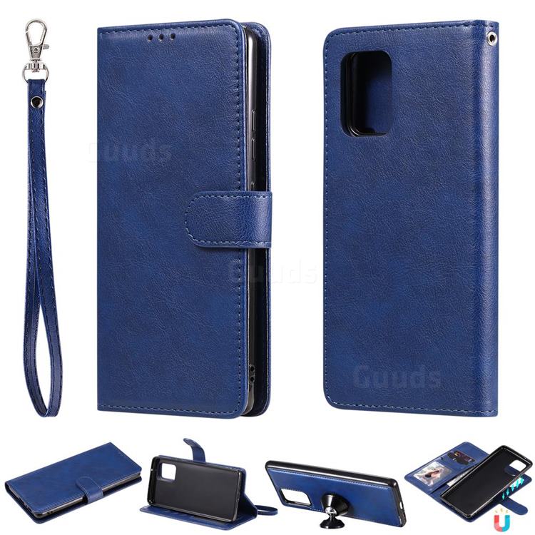 Retro Greek Detachable Magnetic PU Leather Wallet Phone Case for Samsung Galaxy S10 Lite(6.7 inch) - Blue