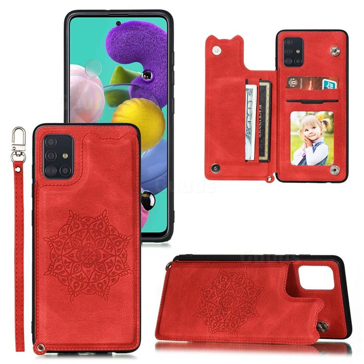 Luxury Mandala Multi-function Magnetic Card Slots Stand Leather Back Cover for Samsung Galaxy S10 Lite(6.7 inch) - Red
