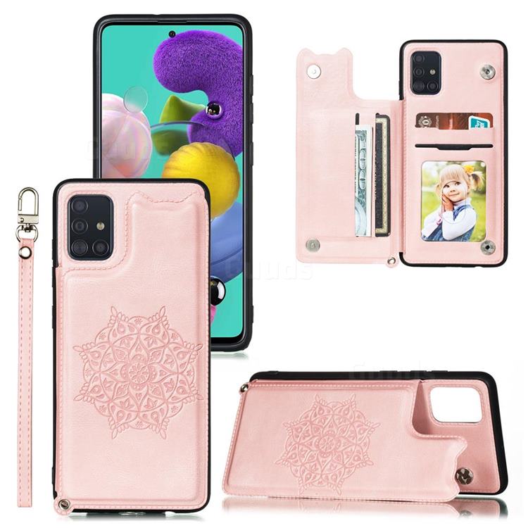 Luxury Mandala Multi-function Magnetic Card Slots Stand Leather Back Cover for Samsung Galaxy S10 Lite(6.7 inch) - Rose Gold