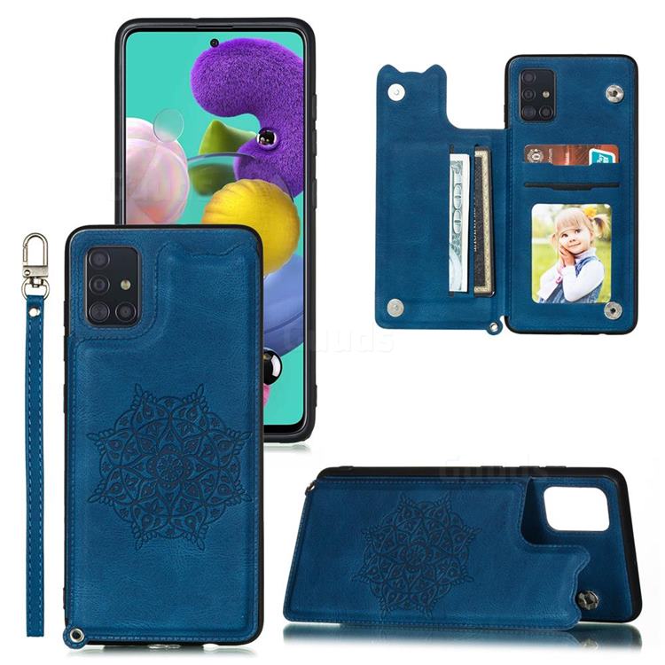 Luxury Mandala Multi-function Magnetic Card Slots Stand Leather Back Cover for Samsung Galaxy S10 Lite(6.7 inch) - Blue