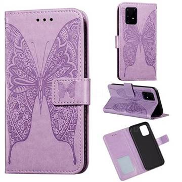 Intricate Embossing Vivid Butterfly Leather Wallet Case for Samsung Galaxy S10 Lite(6.7 inch) - Purple