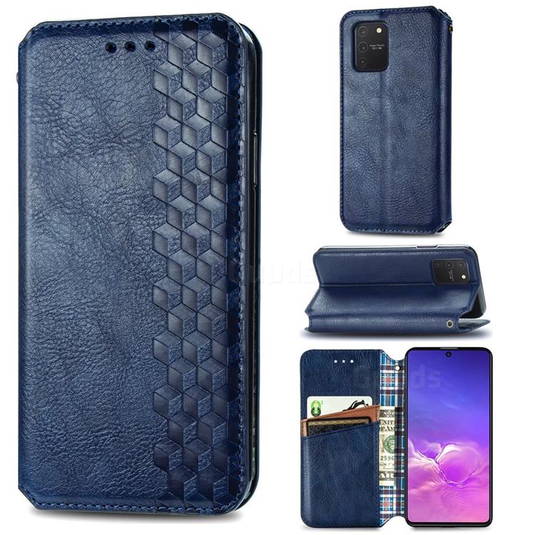 Ultra Slim Fashion Business Card Magnetic Automatic Suction Leather Flip Cover for Samsung Galaxy S10 Lite(6.7 inch) - Dark Blue