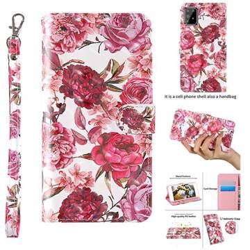 Red Flower 3D Painted Leather Wallet Case for Samsung Galaxy S10 Lite(6.7 inch)