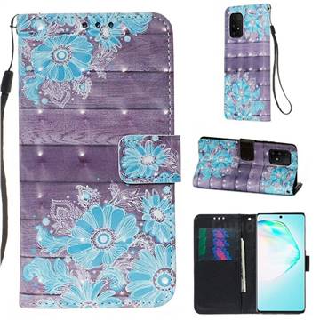 Blue Flower 3D Painted Leather Wallet Case for Samsung Galaxy S10 Lite(6.7 inch)
