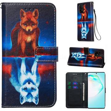 Water Fox Matte Leather Wallet Phone Case for Samsung Galaxy S10 Lite(6.7 inch)