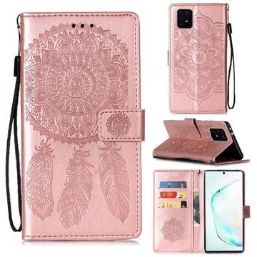 Embossing Dream Catcher Mandala Flower Leather Wallet Case for Samsung Galaxy S10 Lite(6.7 inch) - Rose Gold