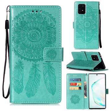 Embossing Dream Catcher Mandala Flower Leather Wallet Case for Samsung Galaxy S10 Lite(6.7 inch) - Green