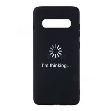 Thinking Stick Figure Matte Black TPU Phone Cover for Samsung Galaxy S10 Plus(6.4 inch)