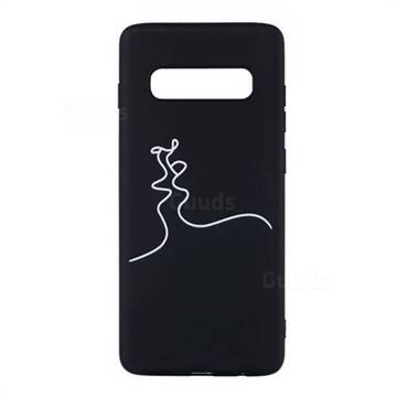 Kiss Stick Figure Matte Black TPU Phone Cover for Samsung Galaxy S10 Plus(6.4 inch)