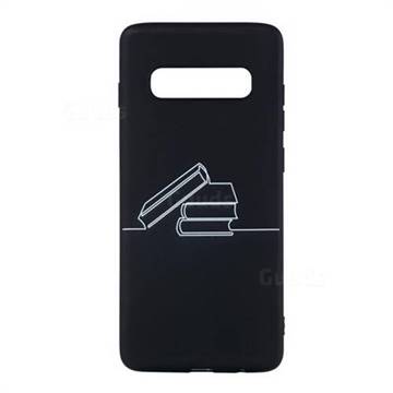 Book Stick Figure Matte Black TPU Phone Cover for Samsung Galaxy S10 Plus(6.4 inch)