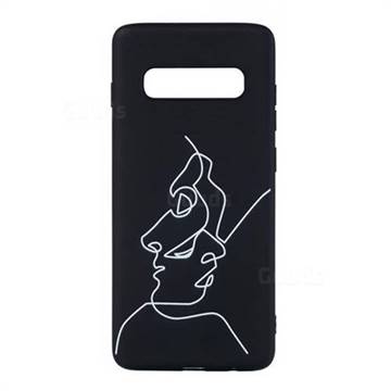 Human Face Stick Figure Matte Black TPU Phone Cover for Samsung Galaxy S10 Plus(6.4 inch)