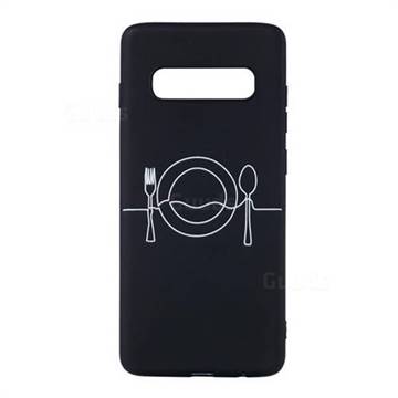 Tableware Stick Figure Matte Black TPU Phone Cover for Samsung Galaxy S10 Plus(6.4 inch)