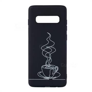 Coffee Cup Stick Figure Matte Black TPU Phone Cover for Samsung Galaxy S10 Plus(6.4 inch)