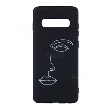 Half face Stick Figure Matte Black TPU Phone Cover for Samsung Galaxy S10 Plus(6.4 inch)