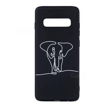Elephant Stick Figure Matte Black TPU Phone Cover for Samsung Galaxy S10 Plus(6.4 inch)
