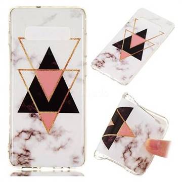 Inverted Triangle Black Soft TPU Marble Pattern Phone Case for Samsung Galaxy S10 Plus(6.4 inch)