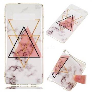 Inverted Triangle Powder Soft TPU Marble Pattern Phone Case for Samsung Galaxy S10 Plus(6.4 inch)