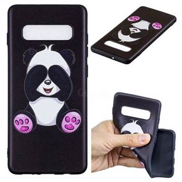 Lovely Panda 3D Embossed Relief Black Soft Back Cover for Samsung Galaxy S10 Plus(6.4 inch)