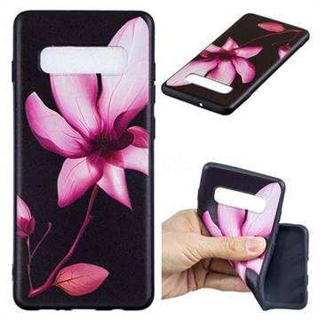 Lotus Flower 3D Embossed Relief Black Soft Back Cover for Samsung Galaxy S10 Plus(6.4 inch)