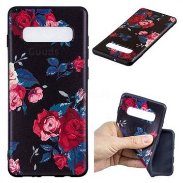 Safflower 3D Embossed Relief Black Soft Back Cover for Samsung Galaxy S10 Plus(6.4 inch)