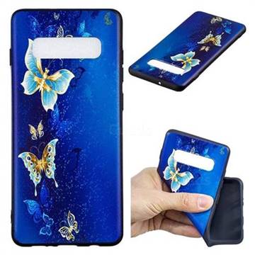 Golden Butterflies 3D Embossed Relief Black Soft Back Cover for Samsung Galaxy S10 Plus(6.4 inch)