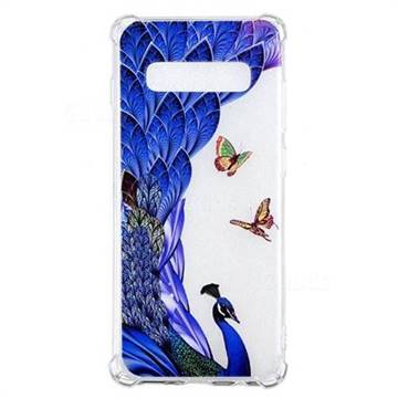 Peacock Butterfly Anti-fall Clear Varnish Soft TPU Back Cover for Samsung Galaxy S10 Plus(6.4 inch)