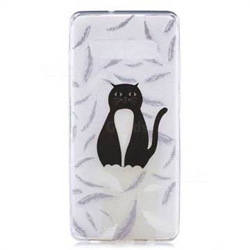 Feather Black Cat Super Clear Soft TPU Back Cover for Samsung Galaxy S10 Plus(6.4 inch)