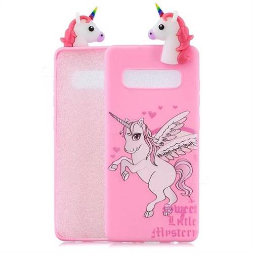 Wings Unicorn Soft 3D Climbing Doll Soft Case for Samsung Galaxy S10 Plus(6.4 inch)