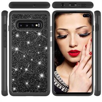 Glitter Rhinestone Bling Shock Absorbing Hybrid Defender Rugged Phone Case Cover for Samsung Galaxy S10 Plus(6.4 inch) - Black
