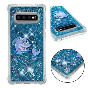 Happy Dolphin Dynamic Liquid Glitter Sand Quicksand Star TPU Case for Samsung Galaxy S10 Plus(6.4 inch)