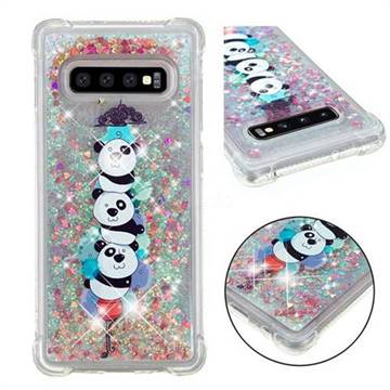 Three Pandas Dynamic Liquid Glitter Sand Quicksand Star TPU Case for Samsung Galaxy S10 Plus(6.4 inch)